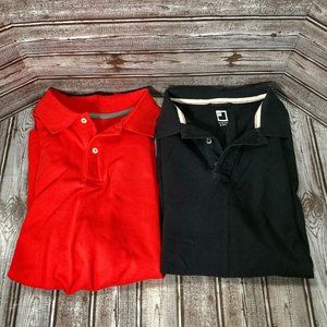 Lot of 2 JC Penney St. John's Bay Men's M Short Sleeve Polo Shirt Black Red